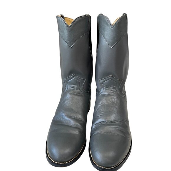 Diamond J Mens Leather Cowboy Boots Gray Size 9.5D Western Style Made In Mexico - Picture 8 of 14